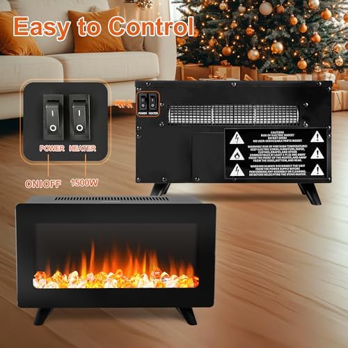 FLAMESHADE 16 Electric Fireplace - LED 3D Flames Freestanding 750W1500W Overheat Protection