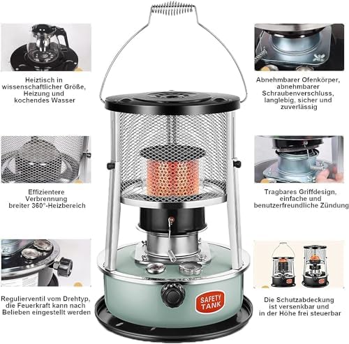 Adjustable Kerosene Stove Heater with Glass Chimney