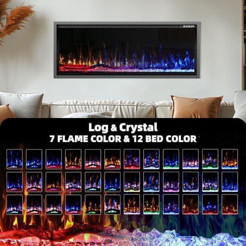 Kucreiheat 50 Inch Electric Fireplace with Remote Control