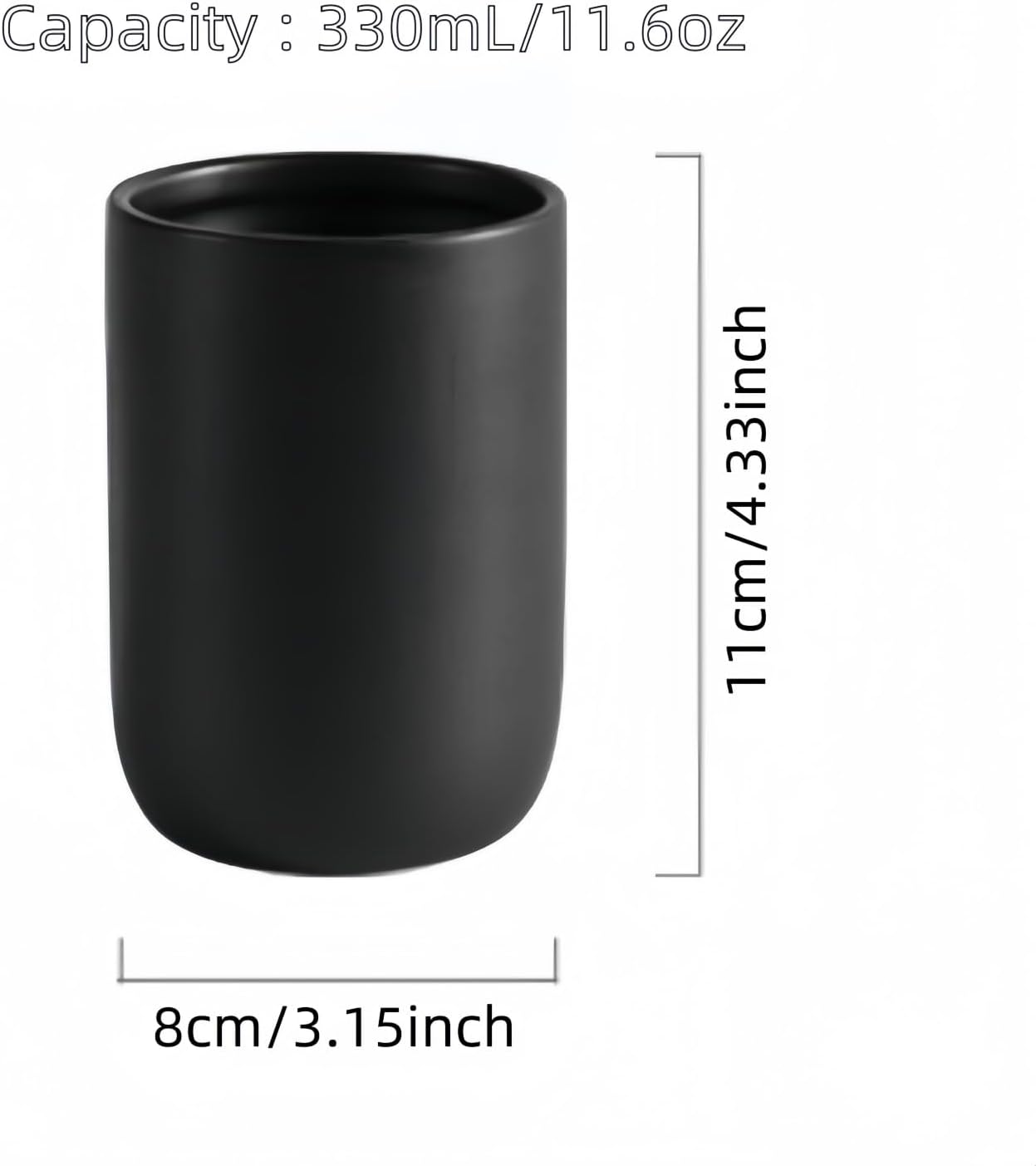 Ceramic Toothbrush Holder Set - 2pcs Black Bathroom Organizer