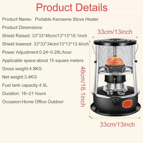 SUZEPER Kerosene Heater 2-in-1 Portable Indoor Outdoor Heater