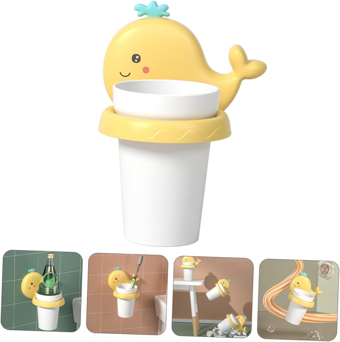 PRETYZOOM Cartoon Wall Toothbrush Holder - No Drilling Required
