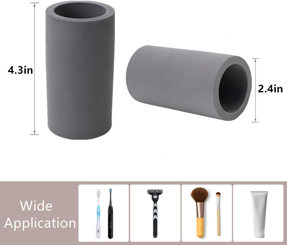 Phitruer 2 Pack Diatomite Toothbrush Holder - Dark Grey