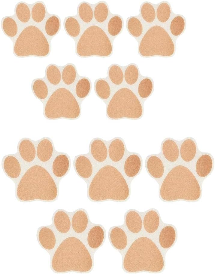 10-Pack Slip-Resistant Dog Paw Bathtub Decals - Brown