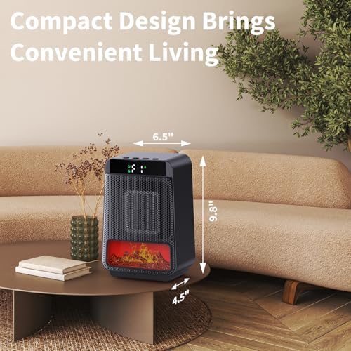 Cuteqi Mini Electric Fireplace Heater with 3D LED Flame and 1500W Power