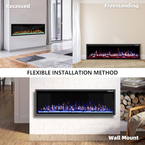 Kucreiheat 60 Electric Fireplace with Log Crystal