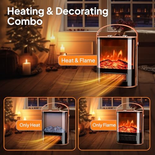 ROVSUN 1500W Electric Fireplace with Realistic Flame 16H Portable Heater