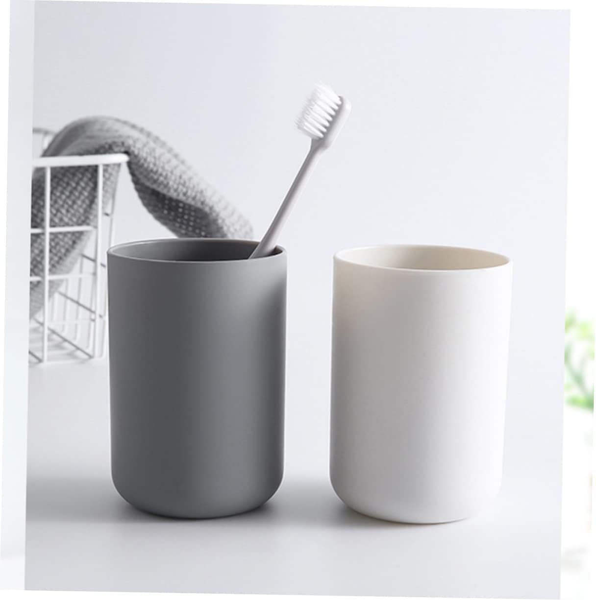 DECHOUS Portable Grey Couples Toothbrush Cup