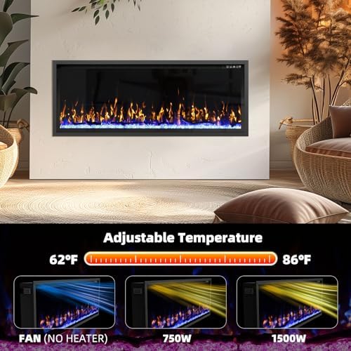Kucreiheat 50 Inch Electric Fireplace with Remote Control