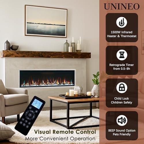 60 Inch Electric Fireplace with Silver Aluminum Frame