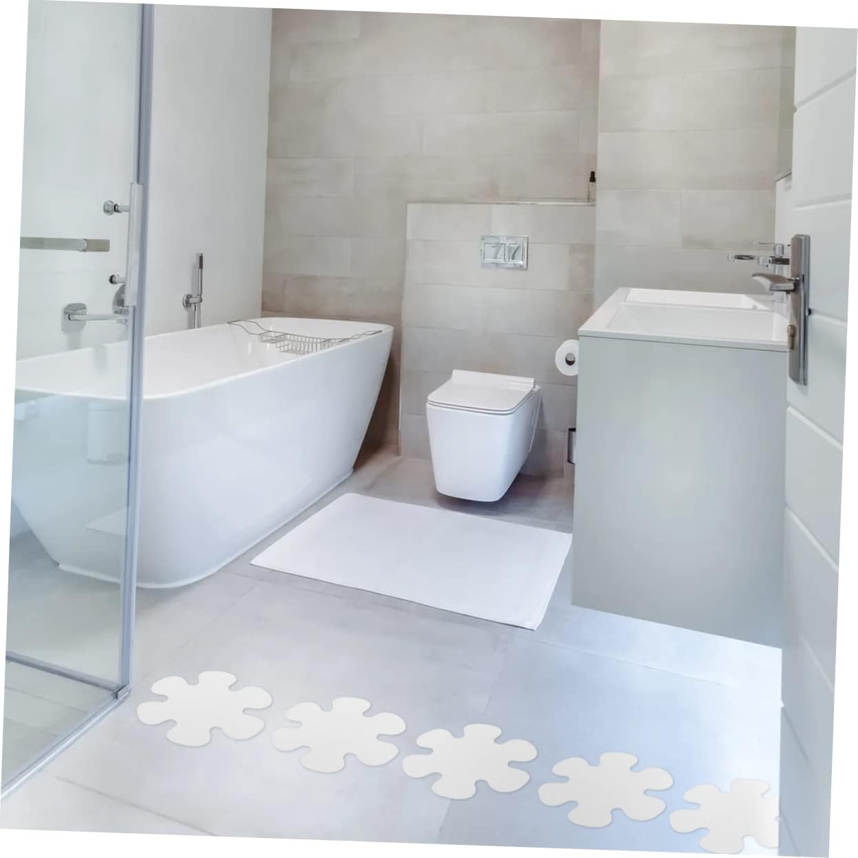 LIFKOME Anti-Slip Bath Stickers with Flower Shell Design