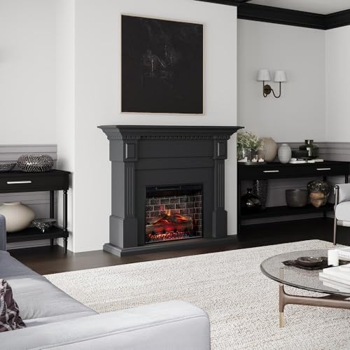 Modern Ember Augustine Black Mantel Electric Fireplace