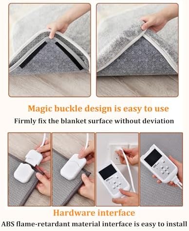 Modern Machine Washable Heated Area Rug with Timer