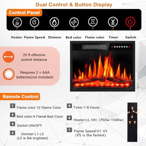 PRETZI 23 Inch Electric Fireplace with Remote Touch Screen 1