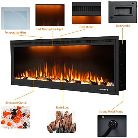 Dreamflame 74 Inch Electric Fireplace with Smart Control