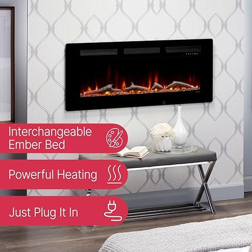 Dimplex Sierra 48 Electric Fireplace Heater - 1400W Wall Mounted Black