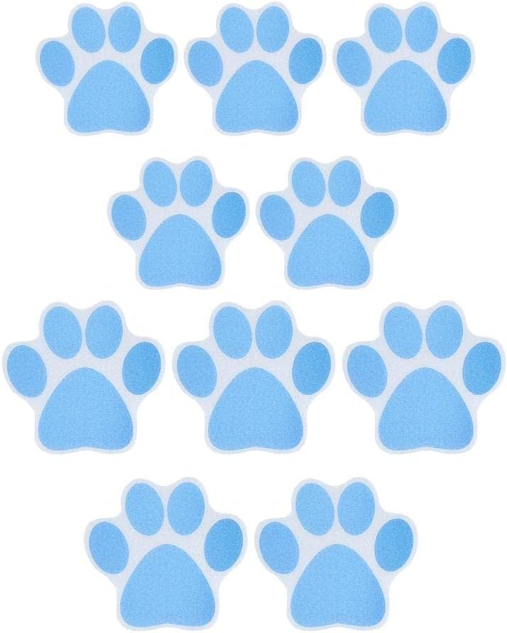 10pcs Nonslip Dog Paw Bathtub Stickers - Blue