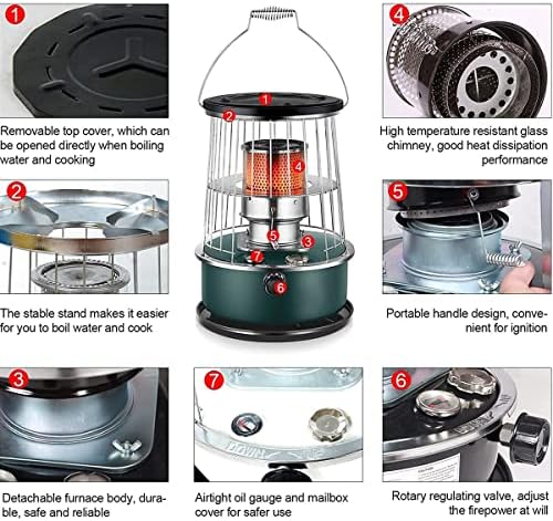 DUTIL Mini Kerosene Stove 6L 4 Wicks Smokeless Space Heater