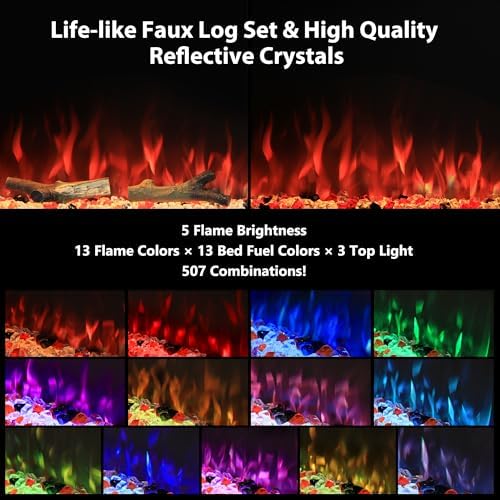 Masarflame 42 Electric Fireplace with WiFi Alexa Timer Thermostat