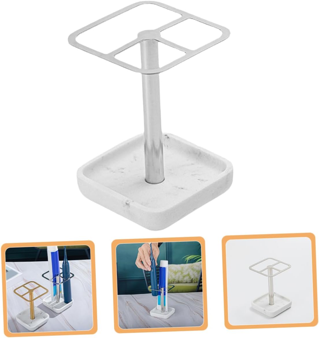 Stylish White Marble Toothbrush Holder for Bathroom
