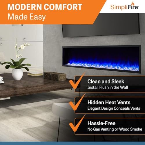 SimpliFire 78-Inch Electric Fireplace with LED Lights