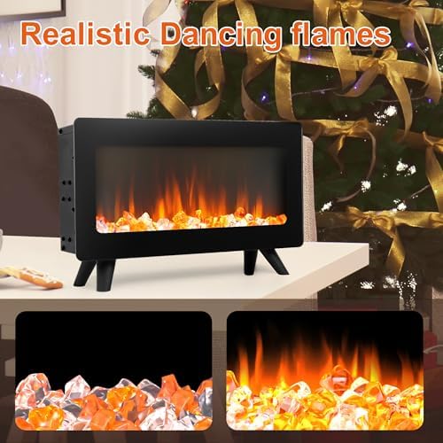 FLAMESHADE 16 Electric Fireplace - LED 3D Flames Freestanding 750W1500W Overheat Protection