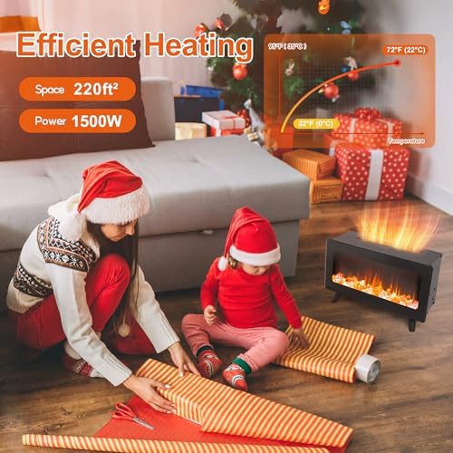 FLAMESHADE 16 Electric Fireplace - LED 3D Flames Freestanding 750W1500W Overheat Protection