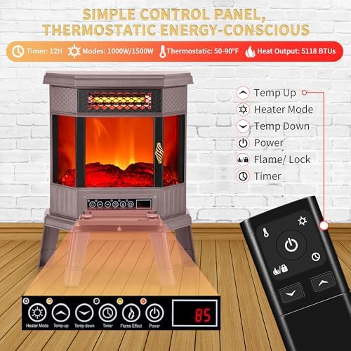 RealSmart 22 in Electric Fireplace with 3D Flame Effect and Remote Control