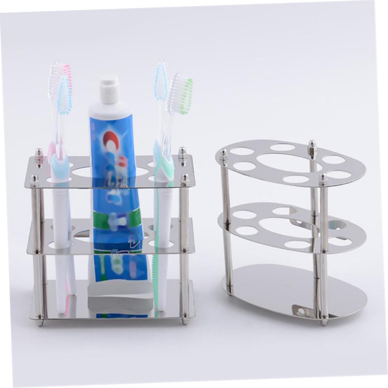 Stainless Steel Toothbrush Holder with Toothpaste Rack