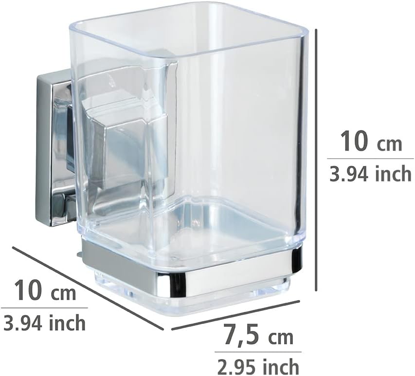 Wenko Quadro Toothbrush Holder with Vacuum-Loc SilverTransparent