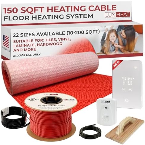 LuxHeat 150sqft Electric Floor Heating System with WiFi Thermostat