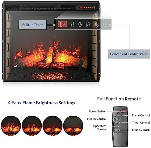 BELLEZE 28 Electric Fireplace with 5000 BTU Heater