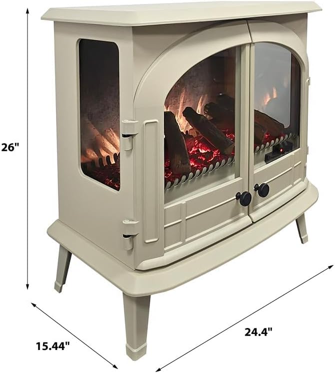 Modern Ember Harlowe Electric Fireplace in Cream