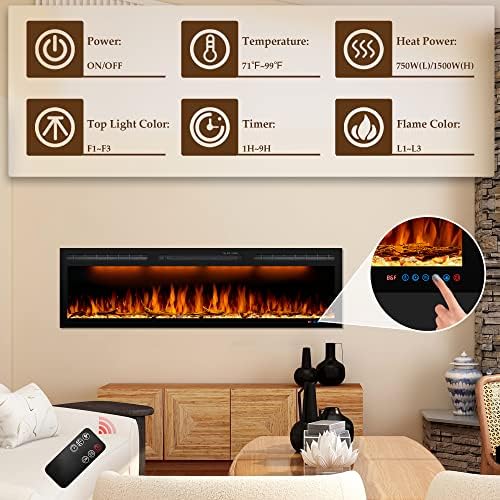 Dreamflame 88 Inches Electric Fireplace with Timer and Remote Control