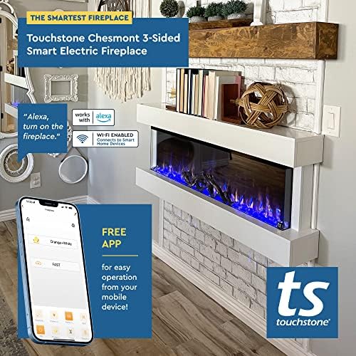 Touchstone Chesmont Smart Electric Fireplace - 50 Wide White Mantle AlexaWiFi Enabled