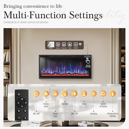 Sophia William 42 Inch Electric Fireplace with Remote Control