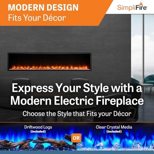 SimpliFire 78-Inch Electric Fireplace with LED Lights