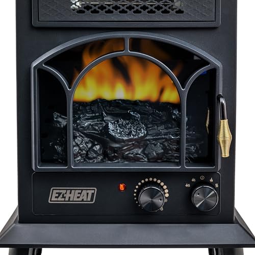 EZ-HEAT Electric Fireplace Heater with Flame Effect and Dual Heat Settings