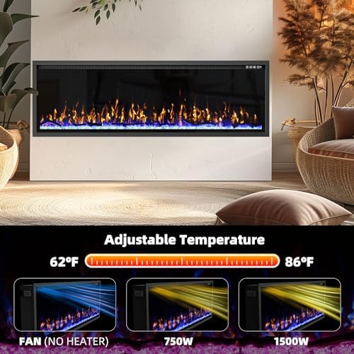 60 Inch Electric Fireplace with Remote Control