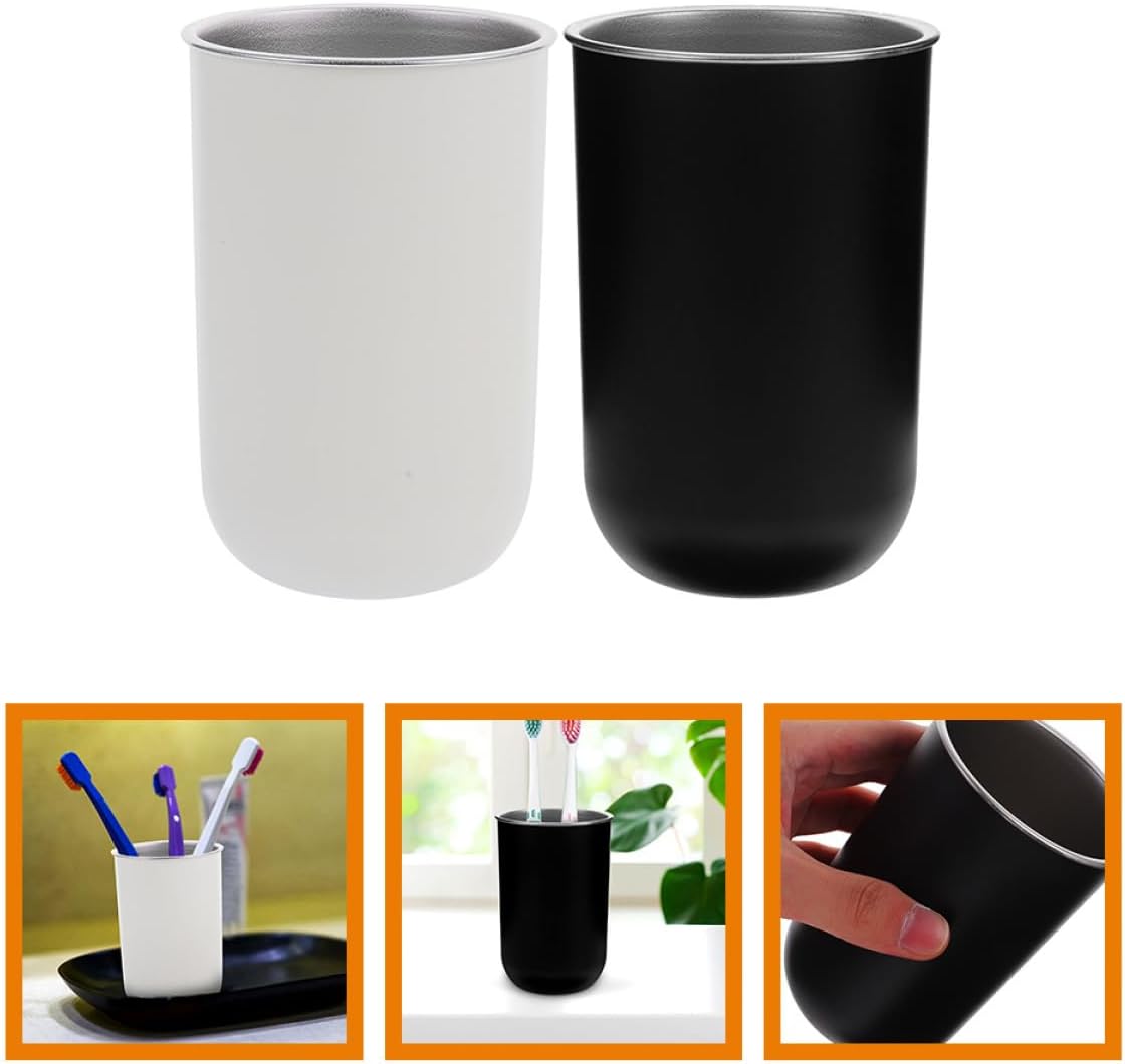 Happyyami 2Pcs Toothbrush Cup Dual Rinsing Holder