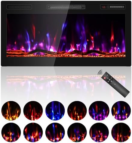 BREEZEHEAT 36 Inch Electric Fireplace with Log