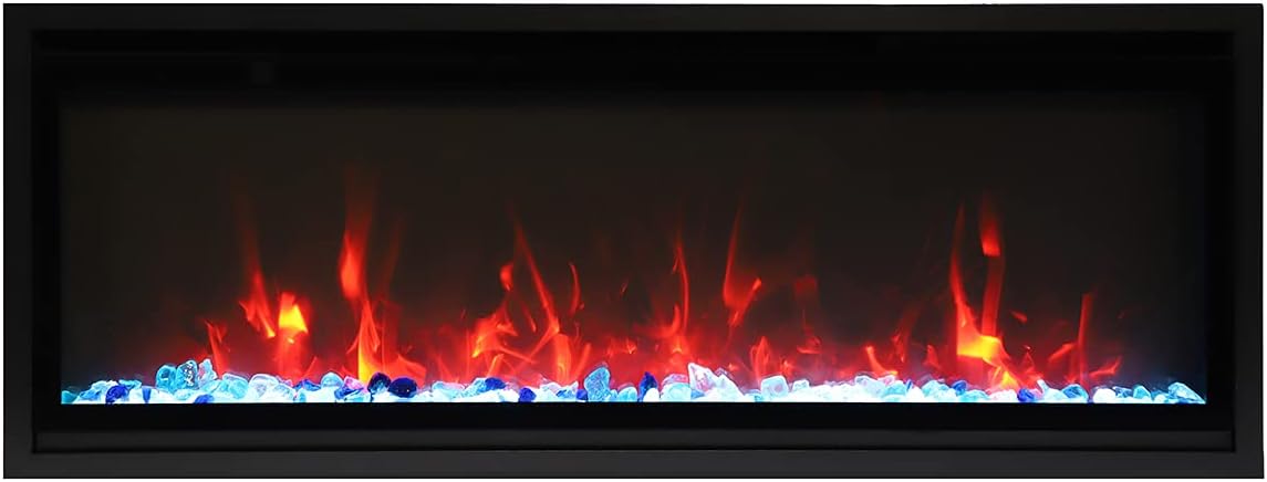 Amantii 65 Extra Slim Indoor Electric Fireplace with Black Steel Surround