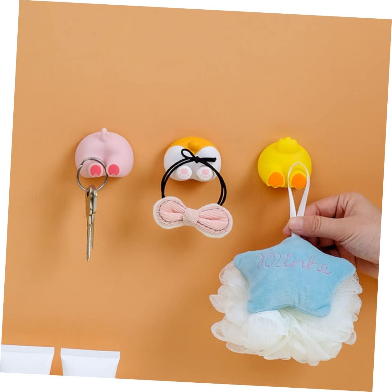 LIFKOME Animal Tail Wall Hooks 2pcs Toothbrush Holders Self-Adhesive