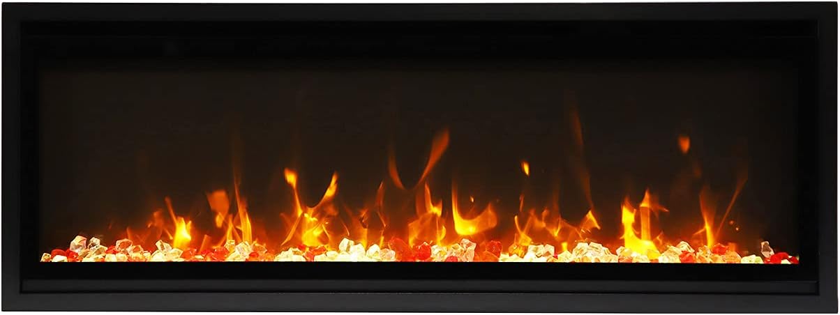 Amantii 65 Extra Slim Indoor Electric Fireplace with Black Steel Surround