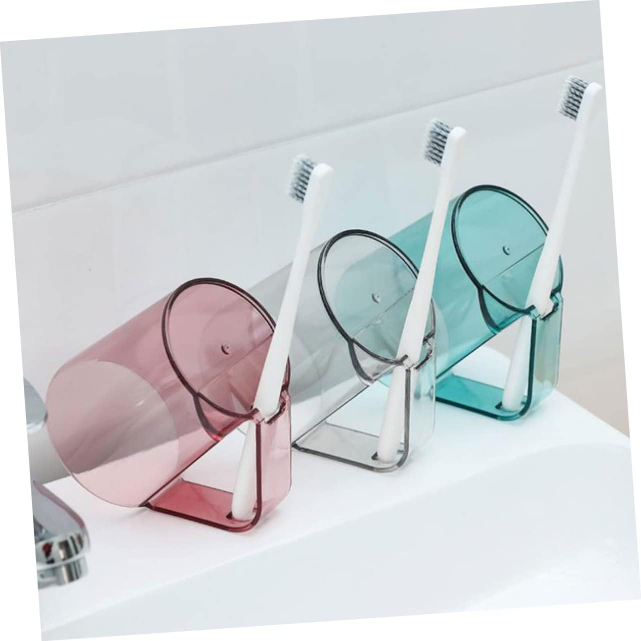 Zerodeko 2Pcs Reusable Toothbrush Cup with Non-Slip Handle