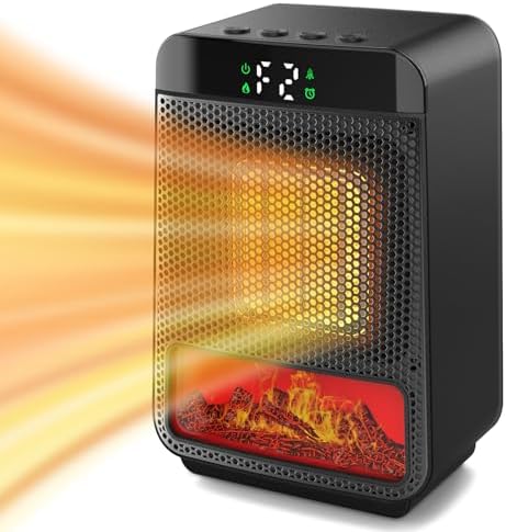 Cuteqi Mini Electric Fireplace Heater with 3D LED Flame and 1500W Power
