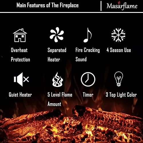 Masarflame 40 Inch Electric Fireplace Insert with Fire Sound and Remote Control