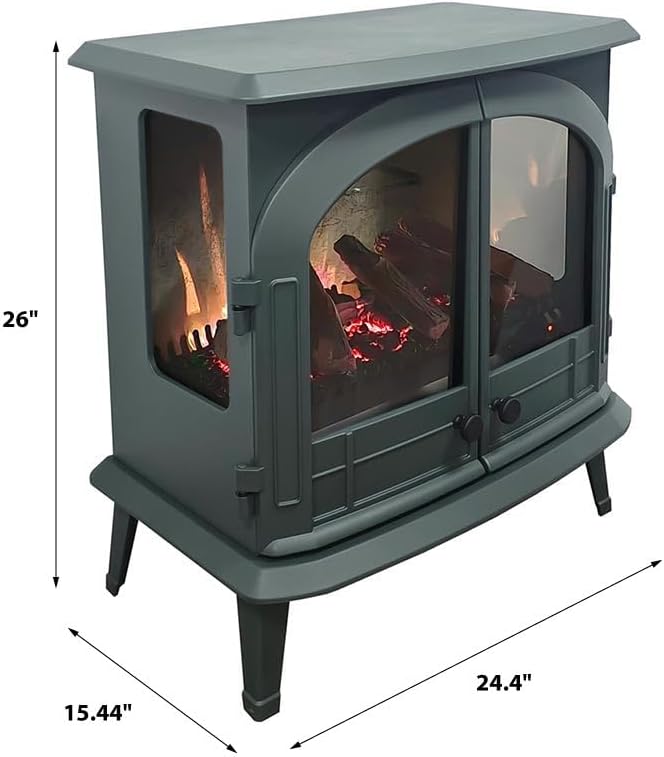 Modern Ember Harlowe Electric Fireplace in Hunter Green