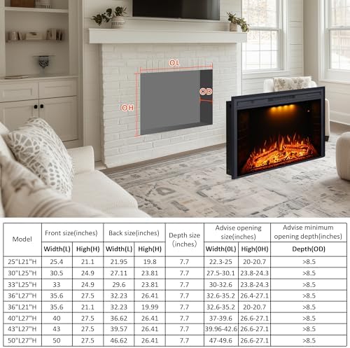 Valuxhome Electric Fireplace with Fire Crackling Sound and Overheating Protection