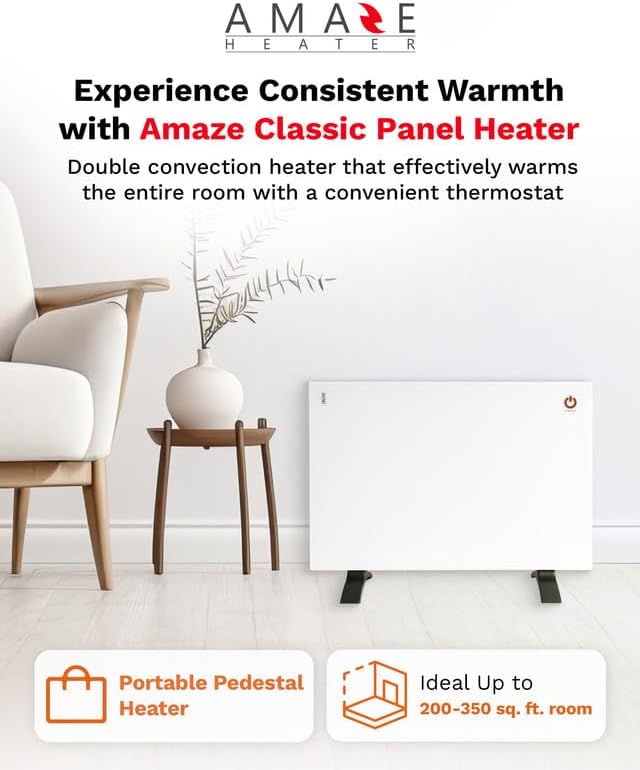 Amaze Heaters Classic Convection Panel - 450900W Dual Heat Settings